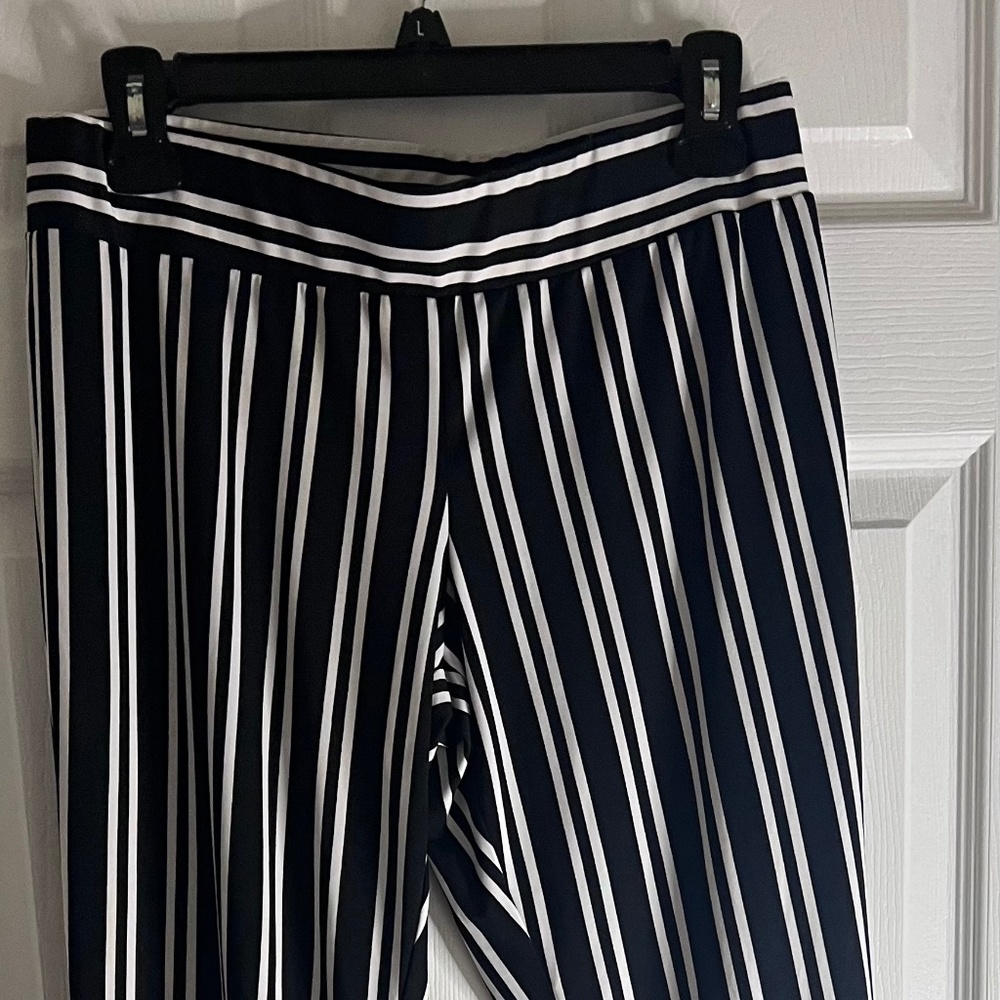 Stretchy Waistband Striped Flared Pants